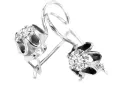 Argent sterling 925 925 Zircon des boucles d'oreilles vec013s Russe Soviétique URSS Bijoux vintage Art Deco style